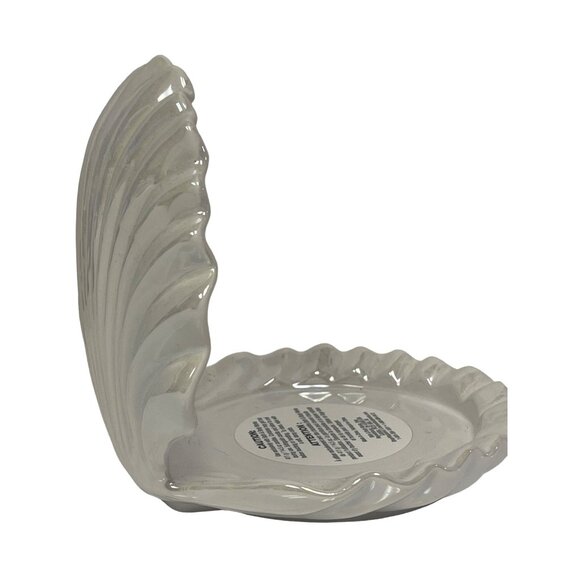 Bath & Body Works Pearl Clam Shell Ceramic Candle Holder White Mermaid - Picture 4 of 9